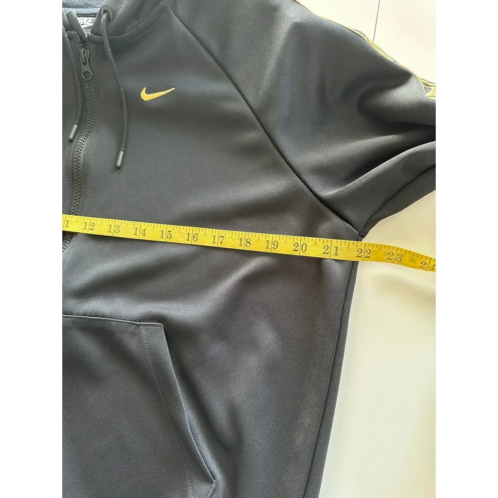 Nike Hoodie Womens Small Black Gold Swoosh Zip Up Streetwear Boxy